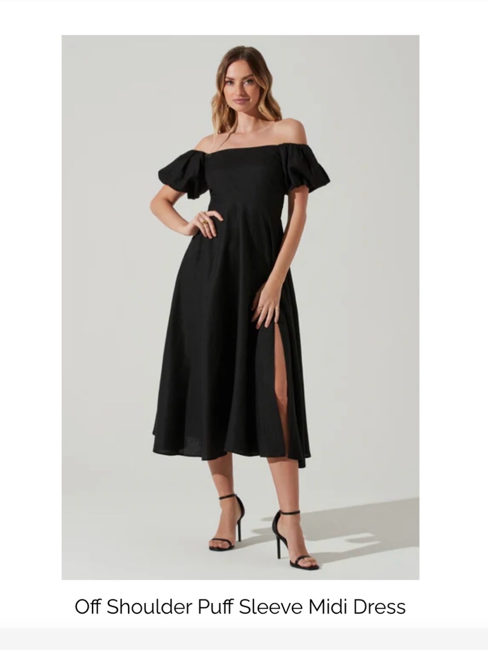 ASTR The Label Off-Shoulder Puff Sleeve Midi Dress in Black Small